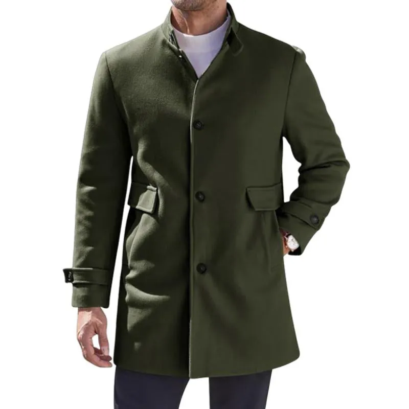 Men's Solid Color Stand Collar Mid-length Coat 97238515X sold by Manly