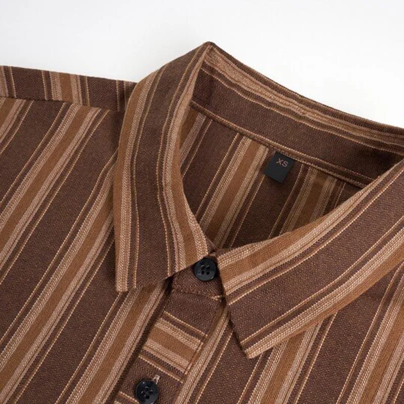 Men's Casual Stripe Print Lapel Long Sleeve Shirt 08232222X sold by Manly product image thumbnail 4