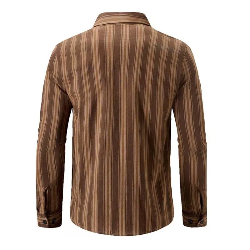 Men's Casual Stripe Print Lapel Long Sleeve Shirt 08232222X sold by Manly product image thumbnail 2