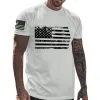 Men's Independence Day Crew Neck American Flag Print Top T-Shirt 32249480X sold by Manly