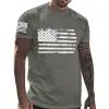 Men's Independence Day Crew Neck American Flag Print Top T-Shirt 32249480X sold by Manly