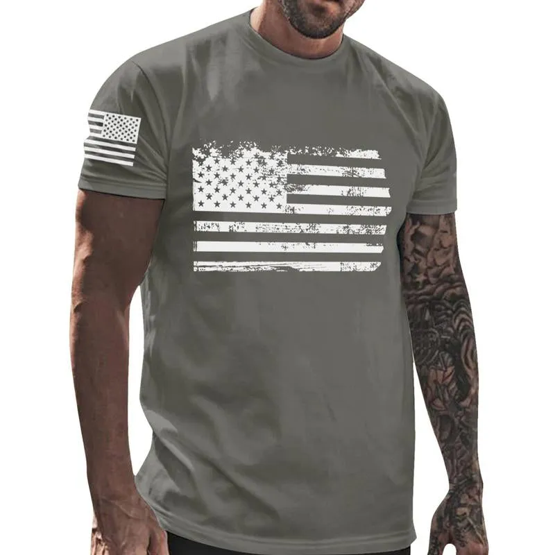 Men's Independence Day Crew Neck American Flag Print Top T-Shirt 32249480X sold by Manly product image thumbnail 2
