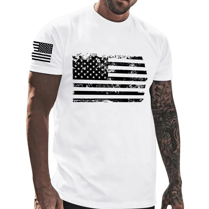 Men's Independence Day Crew Neck American Flag Print Top T-Shirt 32249480X sold by Manly product image thumbnail 3