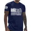 Men's Independence Day Crew Neck American Flag Print Top T-Shirt 32249480X sold by Manly