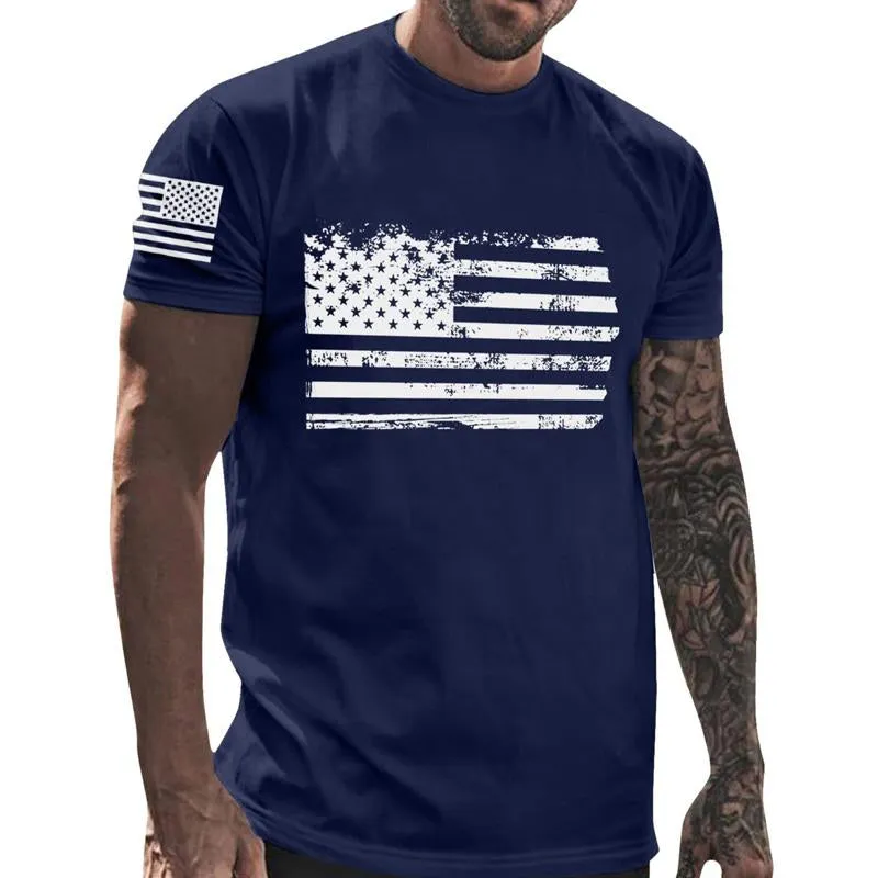 Men's Independence Day Crew Neck American Flag Print Top T-Shirt 32249480X sold by Manly product image thumbnail 5