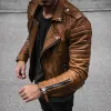 Men's Vintage Slim Lapel Windproof Zipper Motorcycle Padded Jacket 61844791M sold by Manly