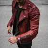 Men's Vintage Slim Lapel Windproof Zipper Motorcycle Padded Jacket 61844791M sold by Manly