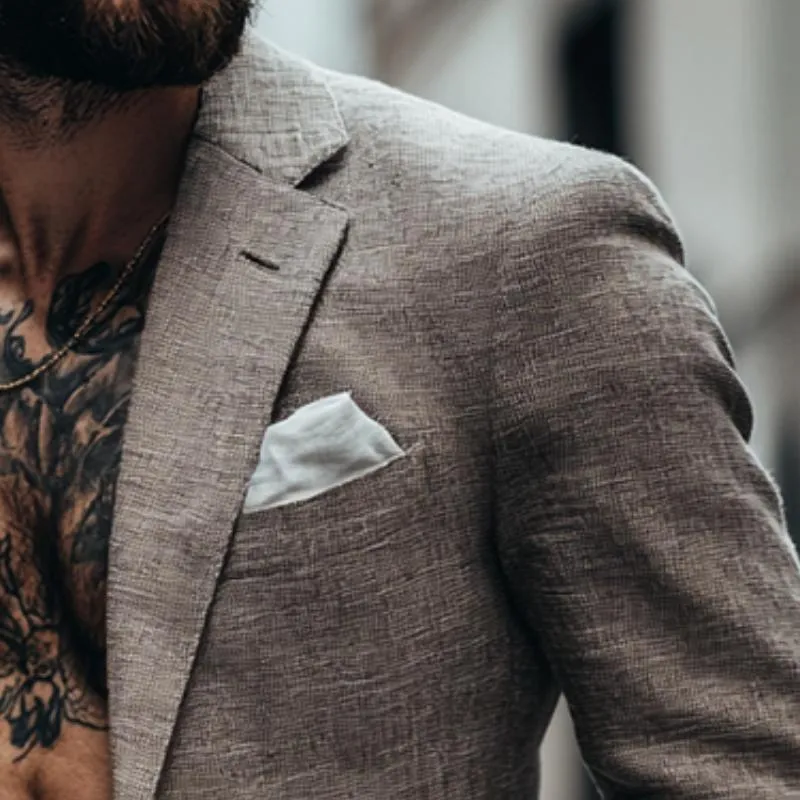 Men's Vintage Casual Cotton and Linen Blazer 57845418TO sold by Manly product image thumbnail 3