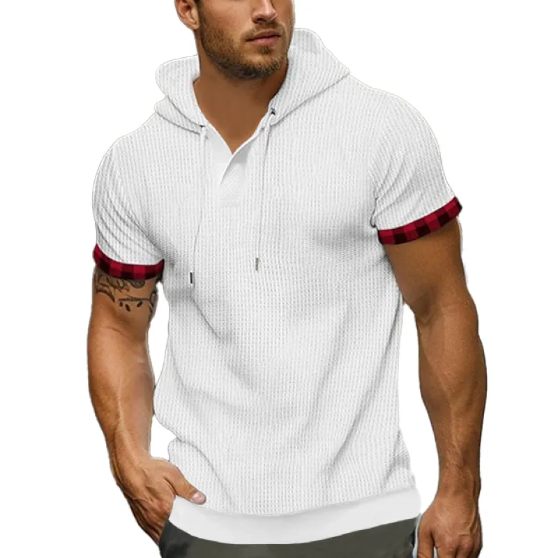 Men's Waffle Breathable Short Sleeve Hoodie 99348474X sold by Manly
