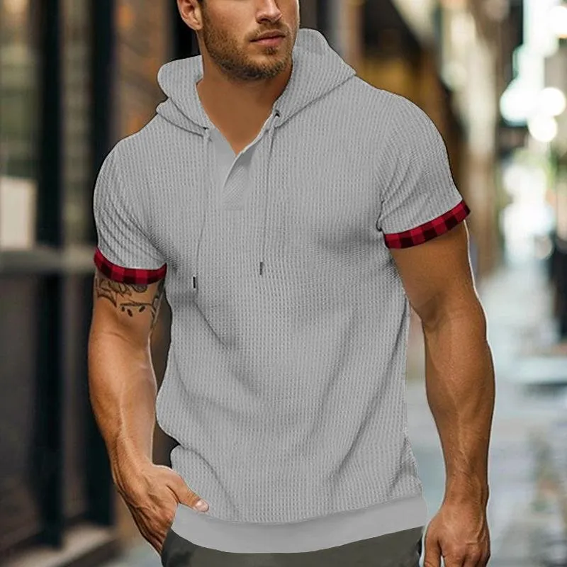 Men's Waffle Breathable Short Sleeve Hoodie 99348474X sold by Manly product image thumbnail 4