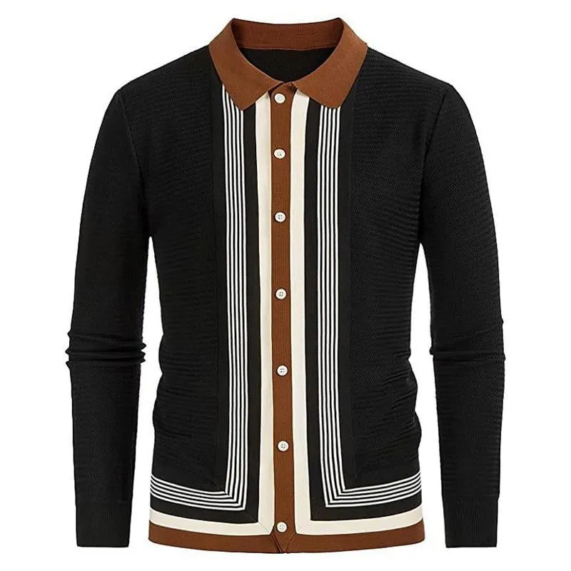 Men's Long Sleeve Striped Knit Cardigan Jacket 81152449X sold by Manly product image thumbnail 2
