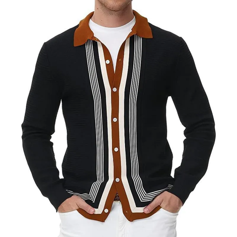 Men's Long Sleeve Striped Knit Cardigan Jacket 81152449X sold by Manly