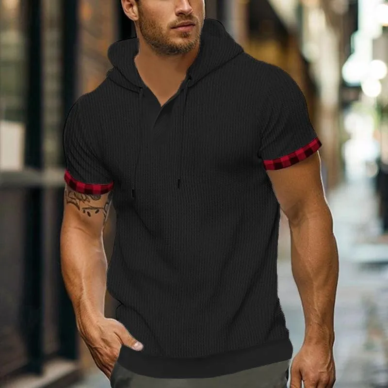Men's Waffle Breathable Short Sleeve Hoodie 99348474X sold by Manly product image thumbnail 3