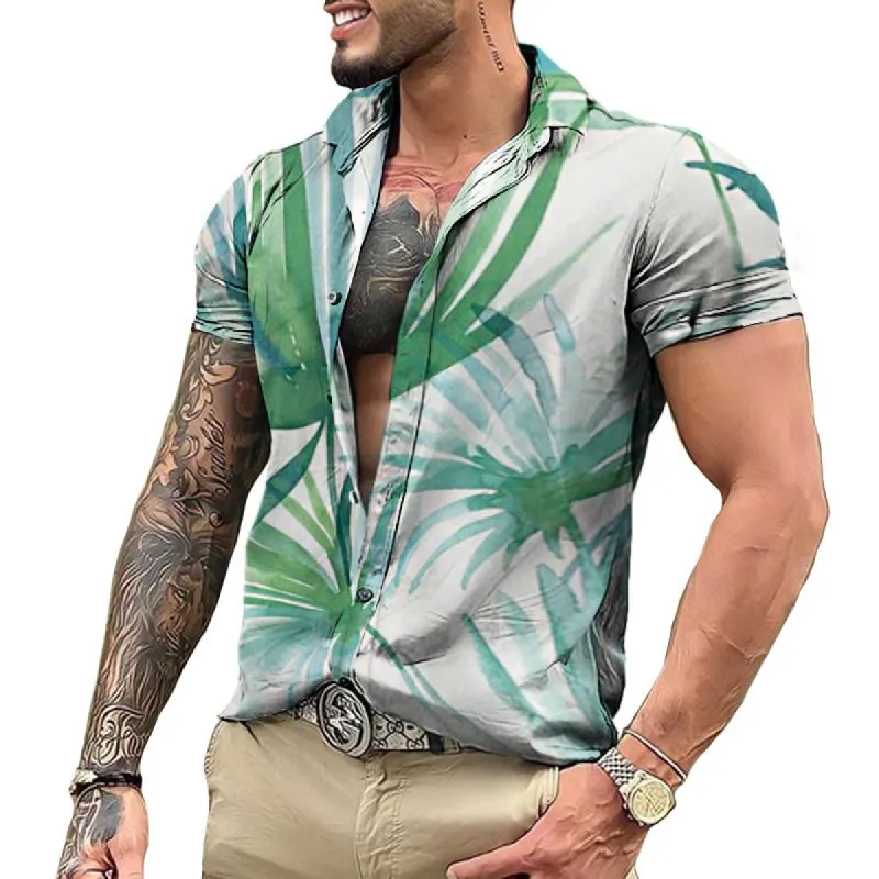 Men's Vintage Hawaiian Lapel Short Sleeve Shirt 20550196TO sold by Manly