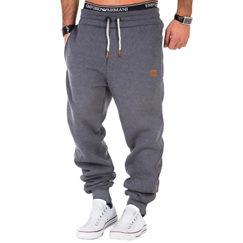 Men's Solid Color Plush Elastic Waist Loose Sports Pants 73939216Z sold by Manly