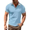 Men's Striped Patchwork Lapel Short Sleeve Polo Shirt 47778543Z sold by Manly
