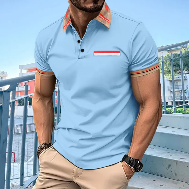 Men's Colorblock Lapel Short Sleeve Casual Polo Shirt 60594655Z sold by Manly product image thumbnail 5