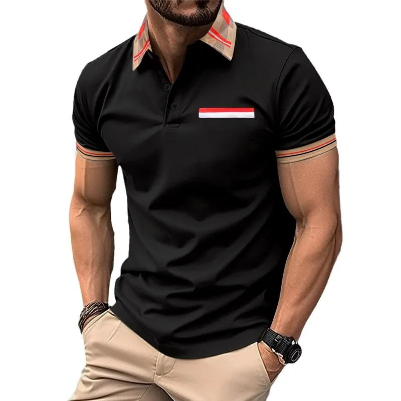 Men's Colorblock Lapel Short Sleeve Casual Polo Shirt 60594655Z sold by Manly