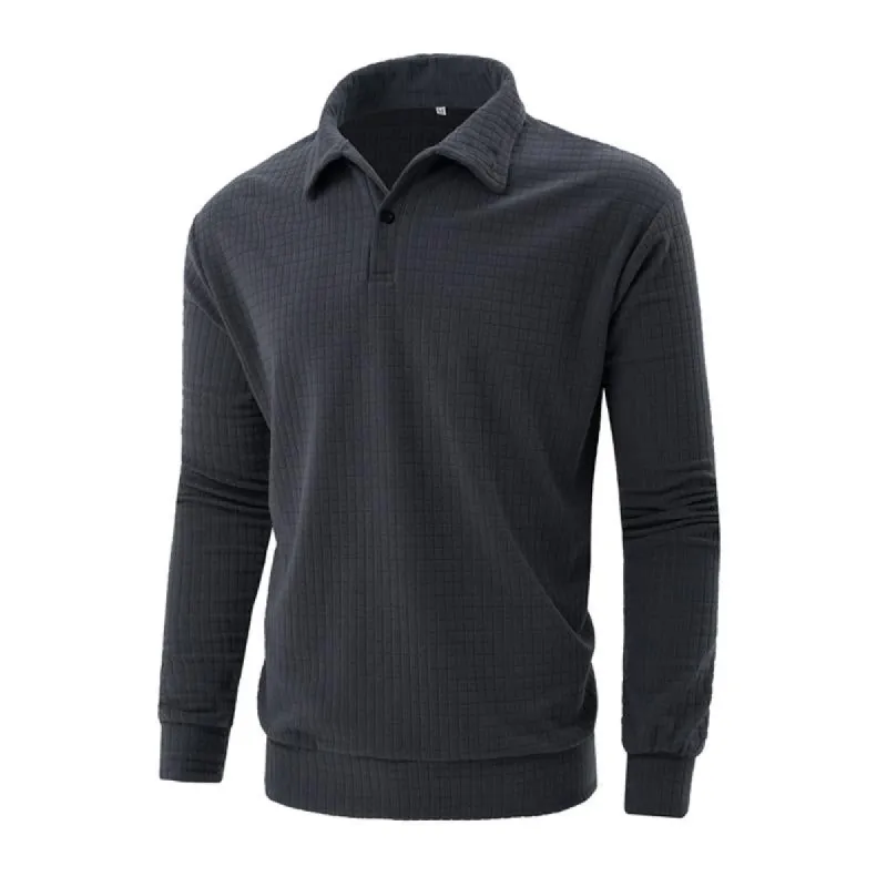 Men's Casual Solid Color Waffle Button Polo Shirt 94778187Y sold by Manly