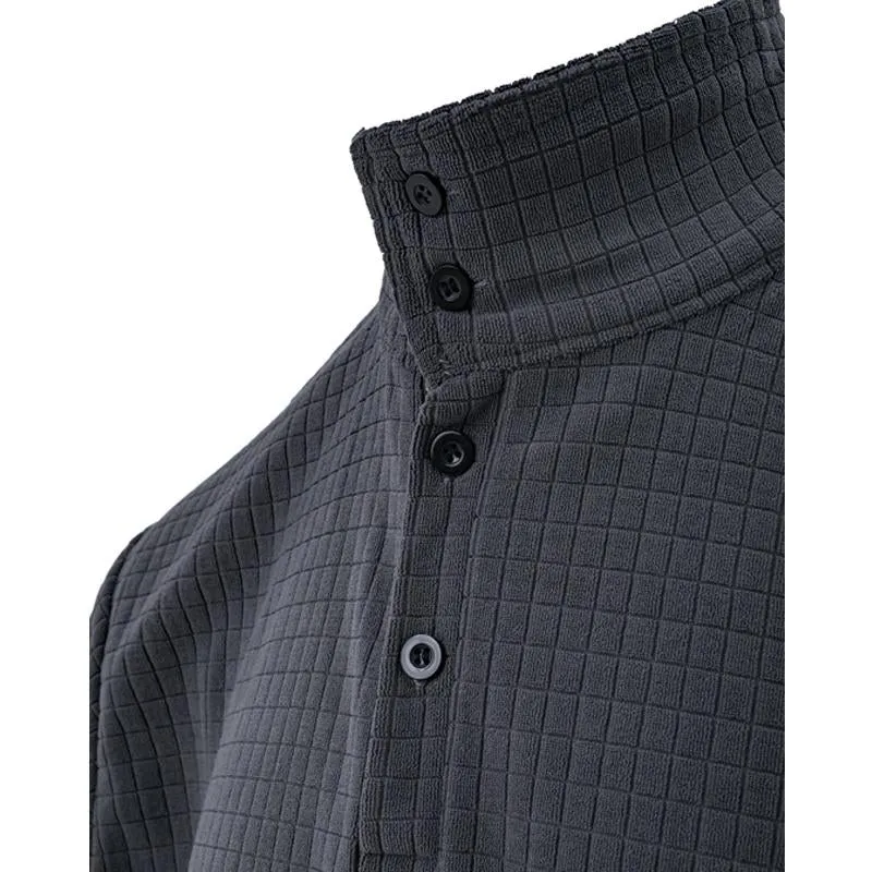 Men's Casual Solid Color Waffle Button Polo Shirt 94778187Y sold by Manly product image thumbnail 3