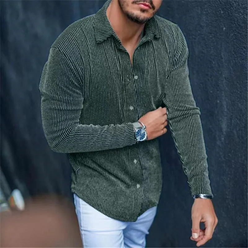 Men's Casual Striped Slim Lapel Long Sleeve Loose Shirt 22599360M sold by Manly product image thumbnail 5