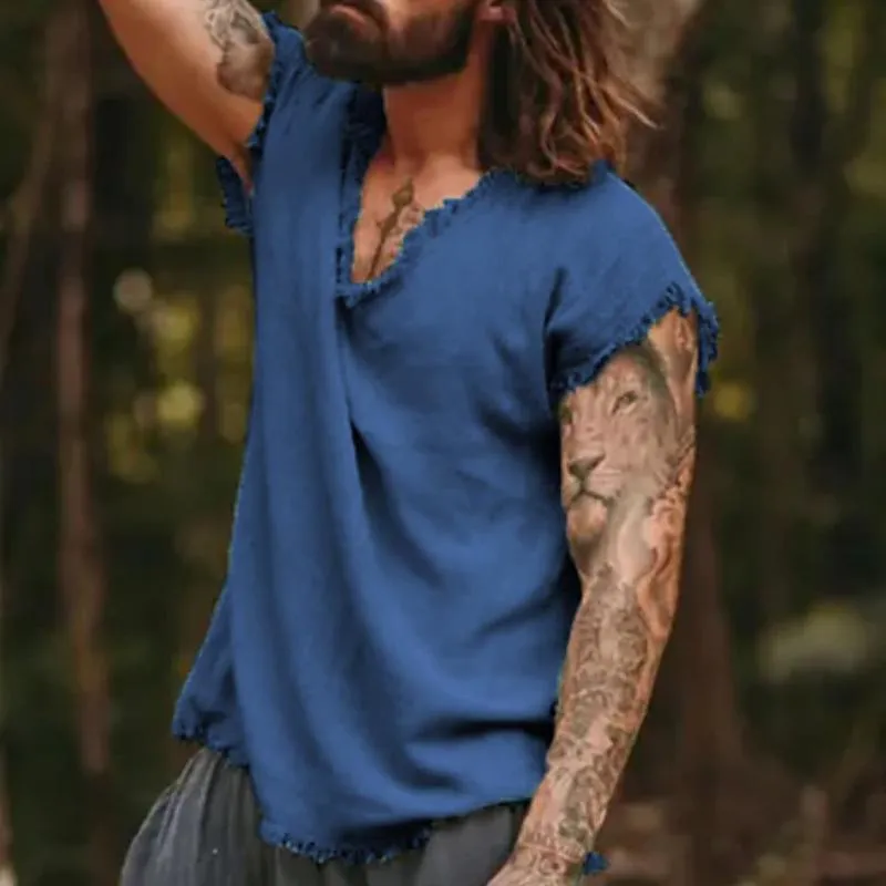 Men's Loose Casual Cotton Frayed Tank Top 37719127Z sold by Manly product image thumbnail 3