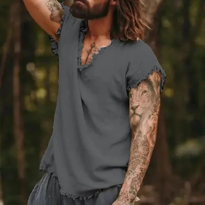 Men's Loose Casual Cotton Frayed Tank Top 37719127Z sold by Manly product image thumbnail 4