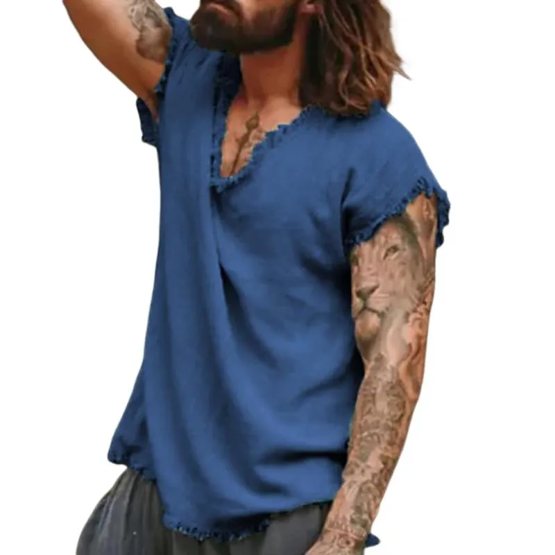 Men's Loose Casual Cotton Frayed Tank Top 37719127Z sold by Manly