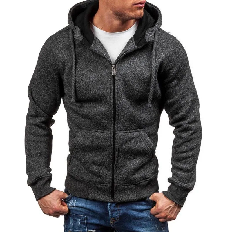 Men's Solid Plush Hooded Patch Pocket Casual Jacket 17696161Z sold by Manly