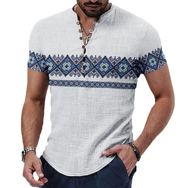 Men's Vintage Ethnic Print Short Sleeve Shirt 84880542Y sold by Manly