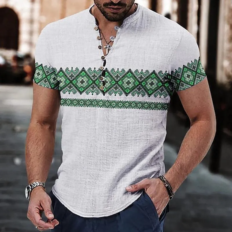 Men's Vintage Ethnic Print Short Sleeve Shirt 84880542Y sold by Manly product image thumbnail 5