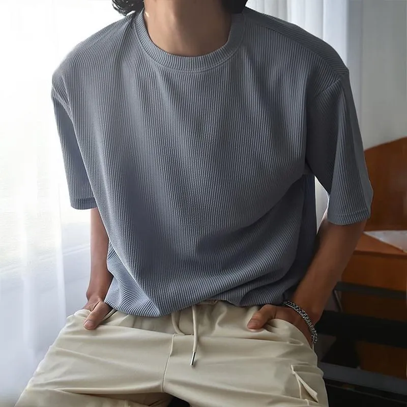 Men's Retro Casual Solid Color Round Neck Short Sleeve T-Shirt 12833689TO sold by Manly product image thumbnail 2