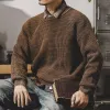 Men's Solid Loose Round Neck Long Sleeve Casual Sweater 72821386Z sold by Manly