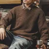 Men's Solid Loose Round Neck Long Sleeve Casual Sweater 72821386Z sold by Manly