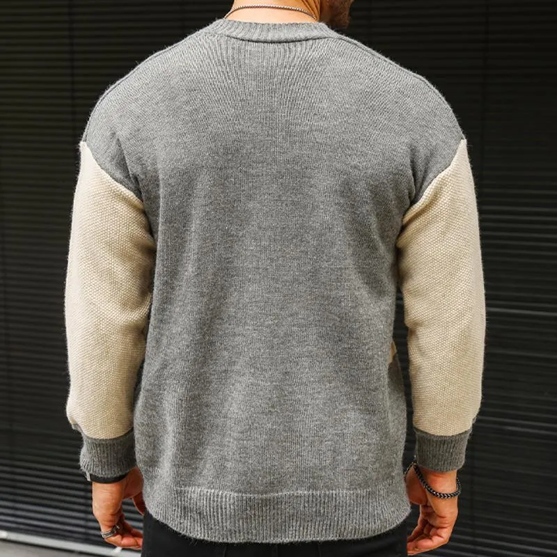 Men's Colorblock V-neck Cardigan Knitted Jacket 48320066X sold by Manly product image thumbnail 5