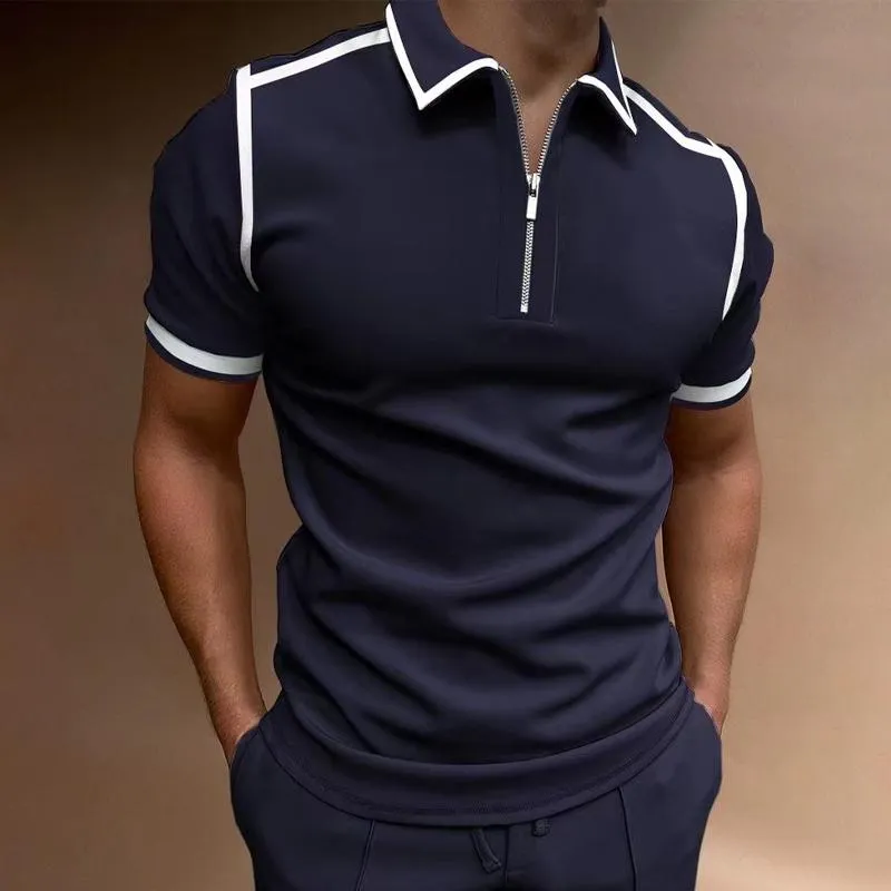 Men's Sports Short Sleeve Zipper Color Block Polo Shirt 81979829X sold by Manly product image thumbnail 2