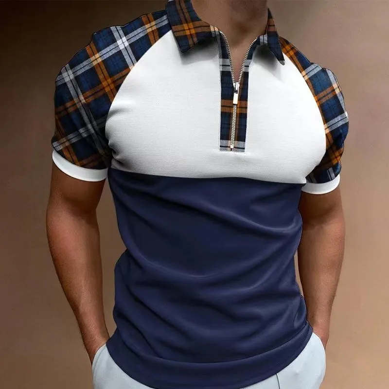 Men's Sports Short Sleeve Zipper Color Block Polo Shirt 81979829X sold by Manly product image thumbnail 5