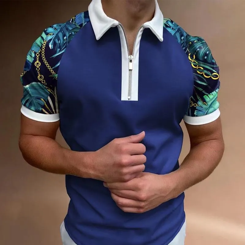 Men's Sports Short Sleeve Zipper Color Block Polo Shirt 81979829X sold by Manly product image thumbnail 3