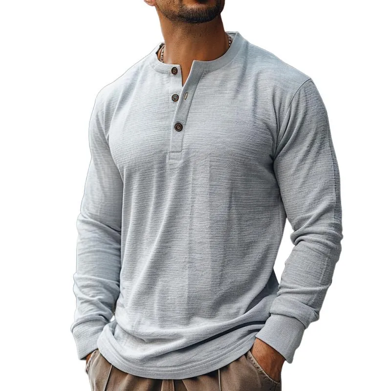Men's Casual Henley Collar Slim Fit Long Sleeve T-Shirt 41022831M sold by Manly