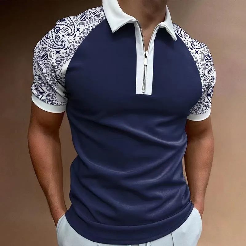 Men's Sports Short Sleeve Zipper Color Block Polo Shirt 81979829X sold by Manly product image thumbnail 4