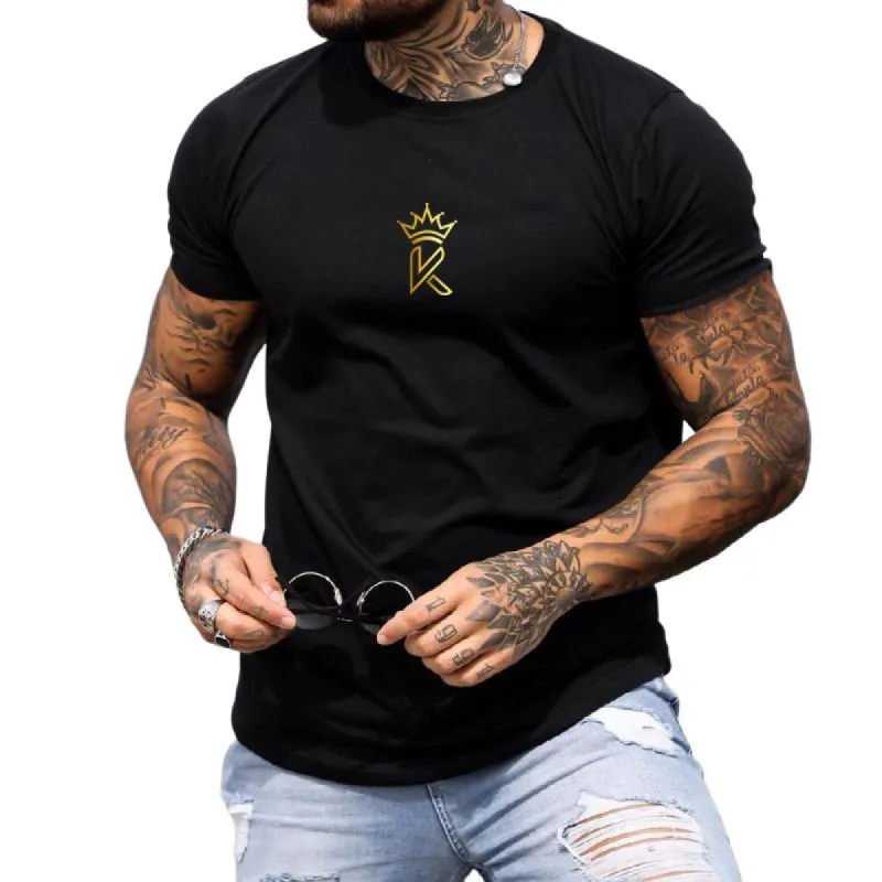 Men's Letter Print Round Neck Short Sleeve T-Shirt 92399550Y sold by Manly