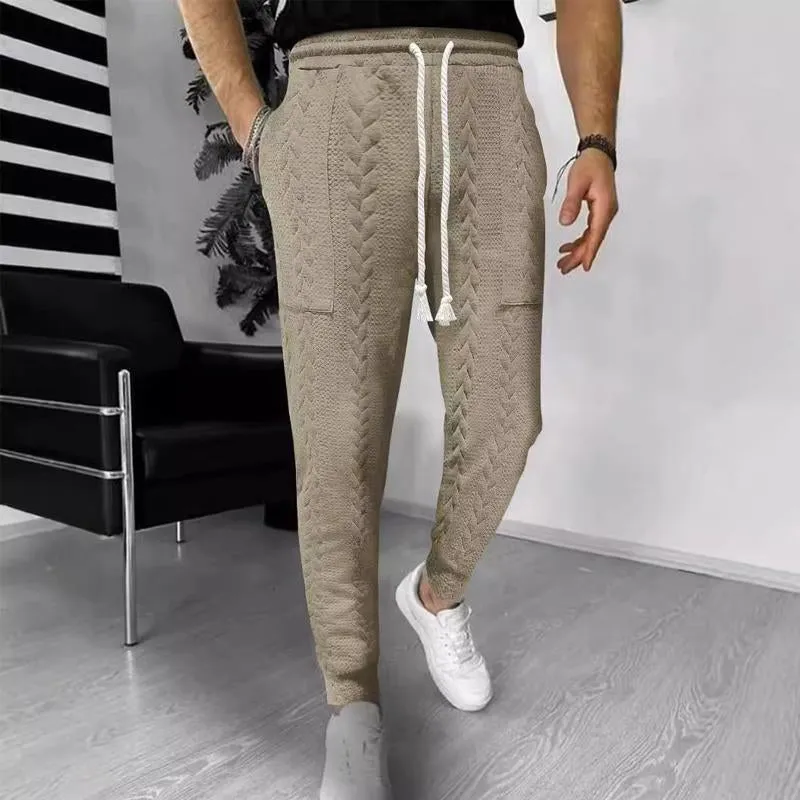 Men's Casual Solid Color Jacquard Drawstring Trousers 57812634X sold by Manly product image thumbnail 3
