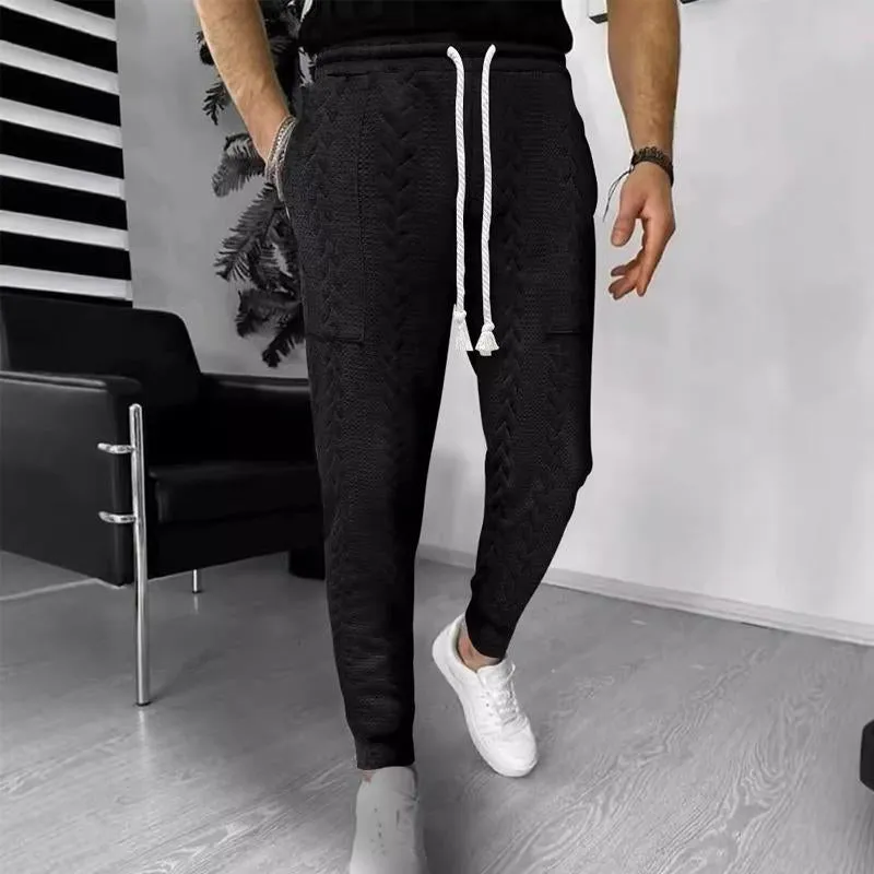 Men's Casual Solid Color Jacquard Drawstring Trousers 57812634X sold by Manly product image thumbnail 2