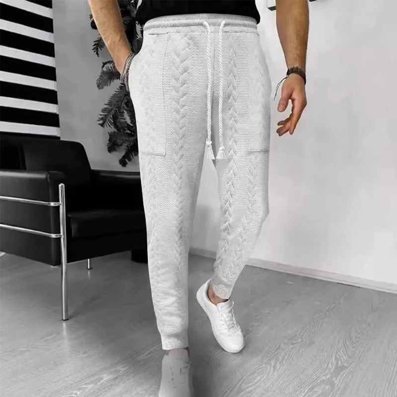 Men's Casual Solid Color Jacquard Drawstring Trousers 57812634X sold by Manly product image thumbnail 4