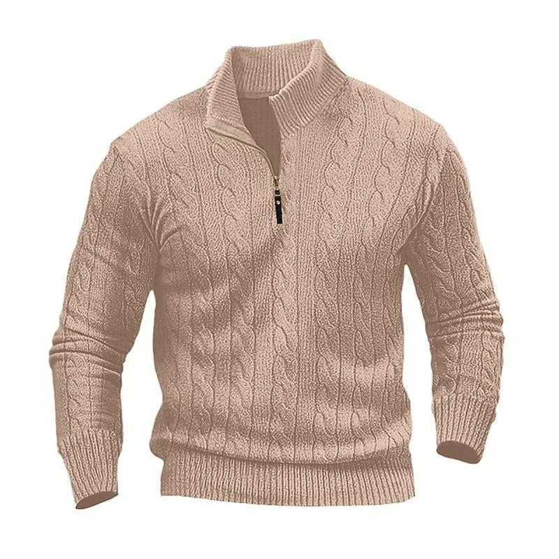 Men's Casual Solid Color Twist Zipper Half Turtleneck Long-Sleeved Sweater 13012640Y sold by Manly product image thumbnail 5