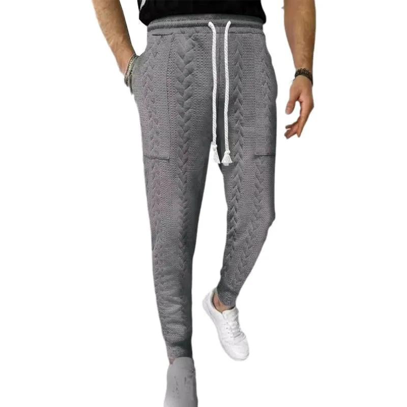 Men's Casual Solid Color Jacquard Drawstring Trousers 57812634X sold by Manly