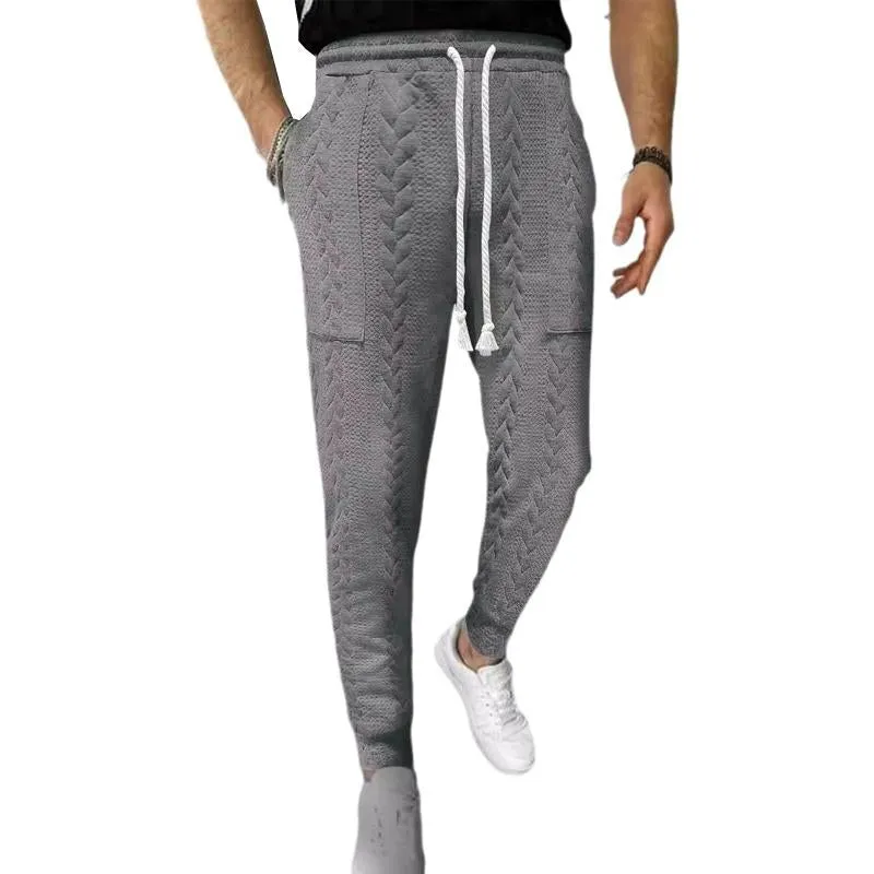Men's Casual Solid Color Jacquard Drawstring Trousers 57812634X sold by Manly