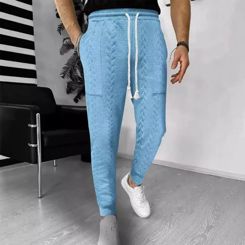 Men's Casual Solid Color Jacquard Drawstring Trousers 57812634X sold by Manly product image thumbnail 5