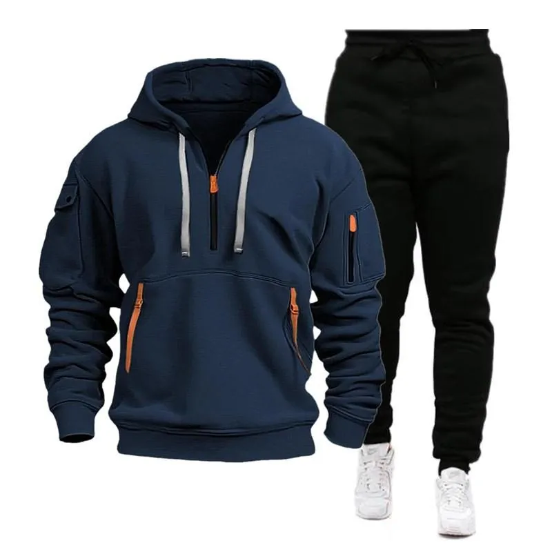 Men's Casual Sports Loose Pullover Hoodie Sweatpants Set 75807415M sold by Manly product image thumbnail 2