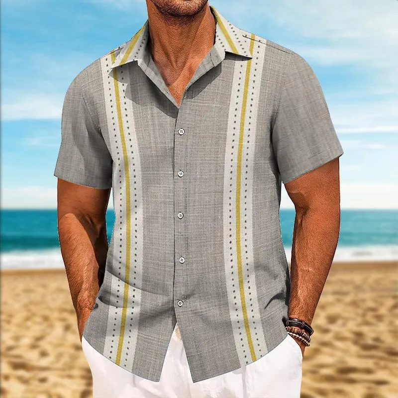 Men's Retro Striped Color Block Short Sleeve Shirt 79287549TO sold by Manly product image thumbnail 2